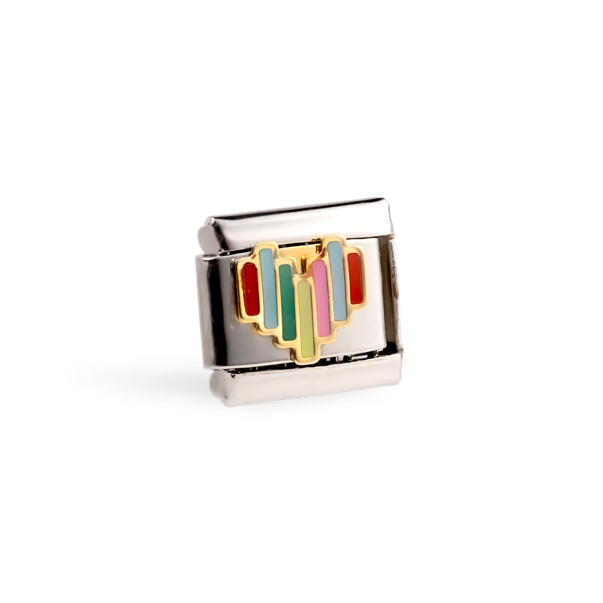 Eslabon italiano de barras multicolor esmaltadas 11x9mm