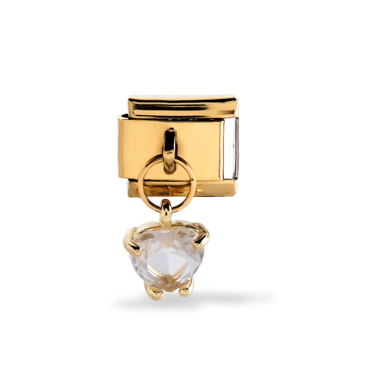 Eslabon italiano corazon colgante con cristal 11x9mm