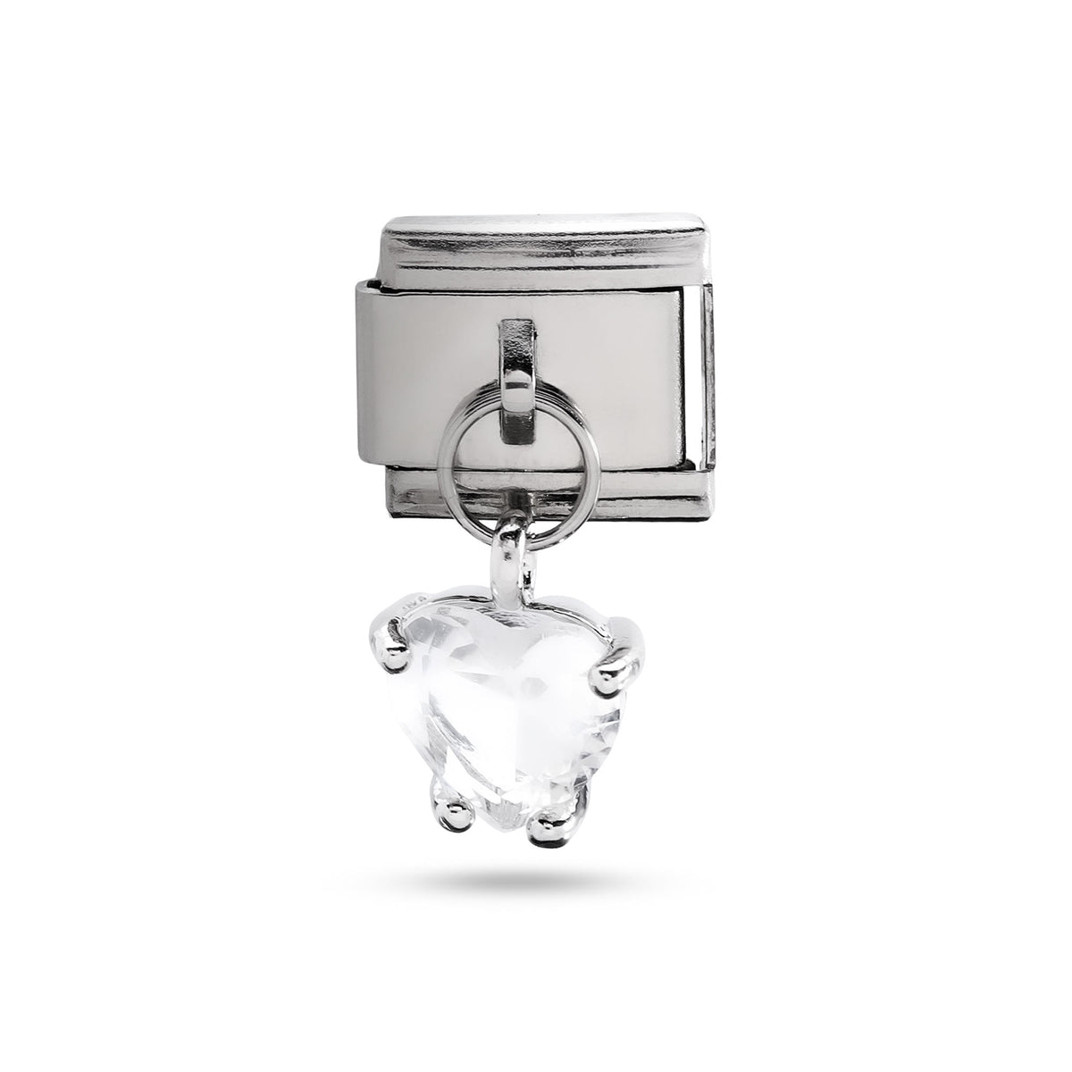 Eslabon italiano corazon colgante con cristal 11x9mm