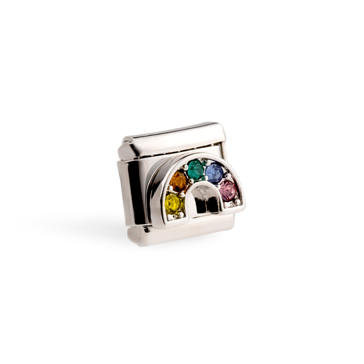 Eslabon italiano arcoiris con cristales 11x9mm