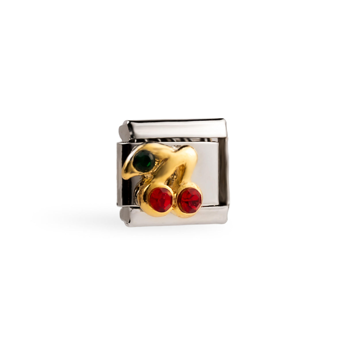 Eslabon italiano cerezas con cristales 11x9mm