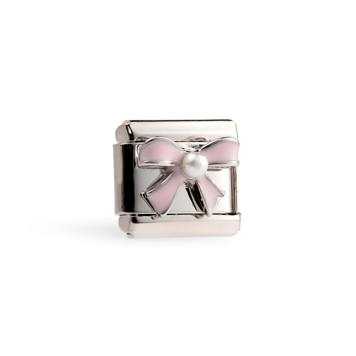 Eslabon italiano de moño esmaltado con perlita 11x9mm