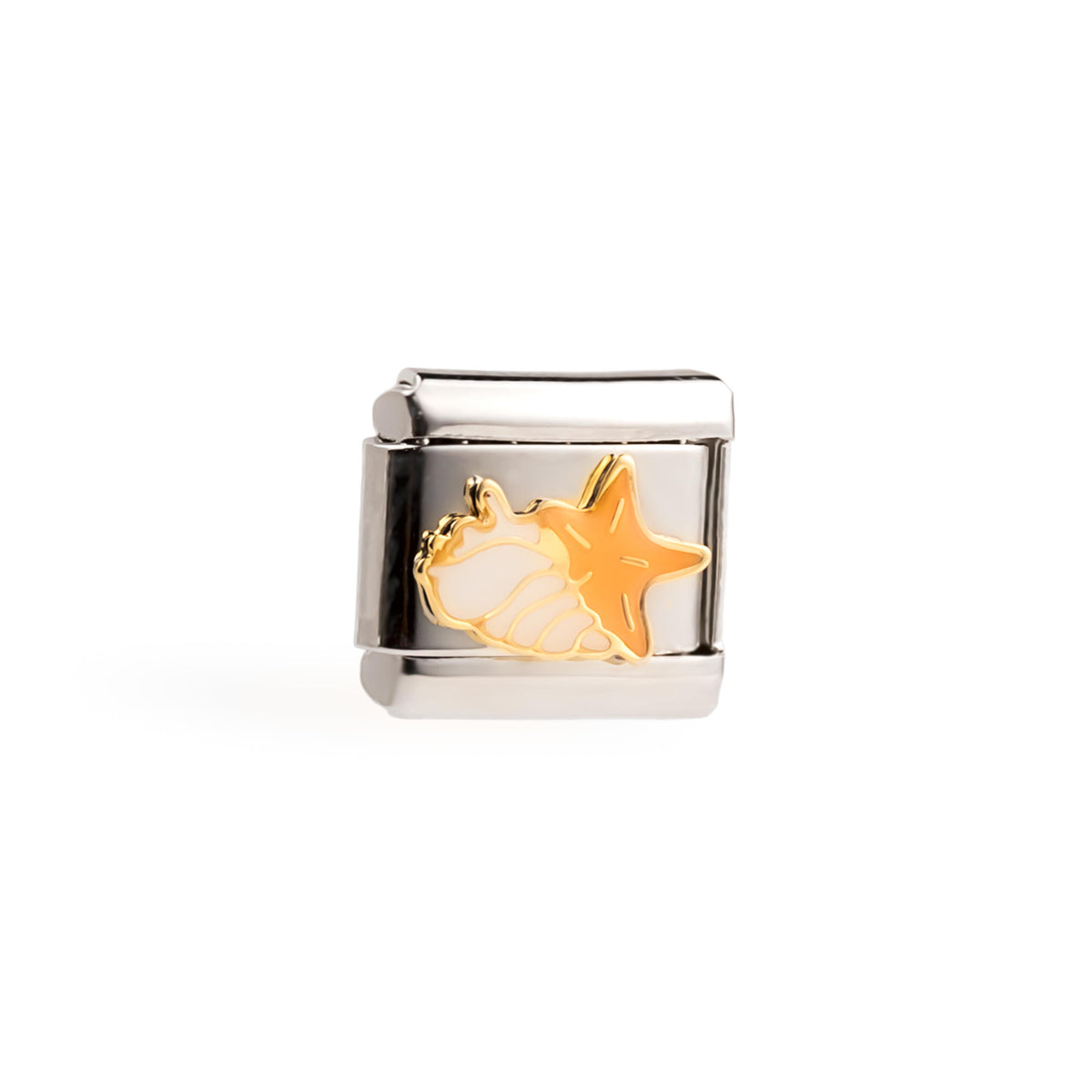 Eslabon italiano caracol y estrella de mar esmaltados 11x9mm