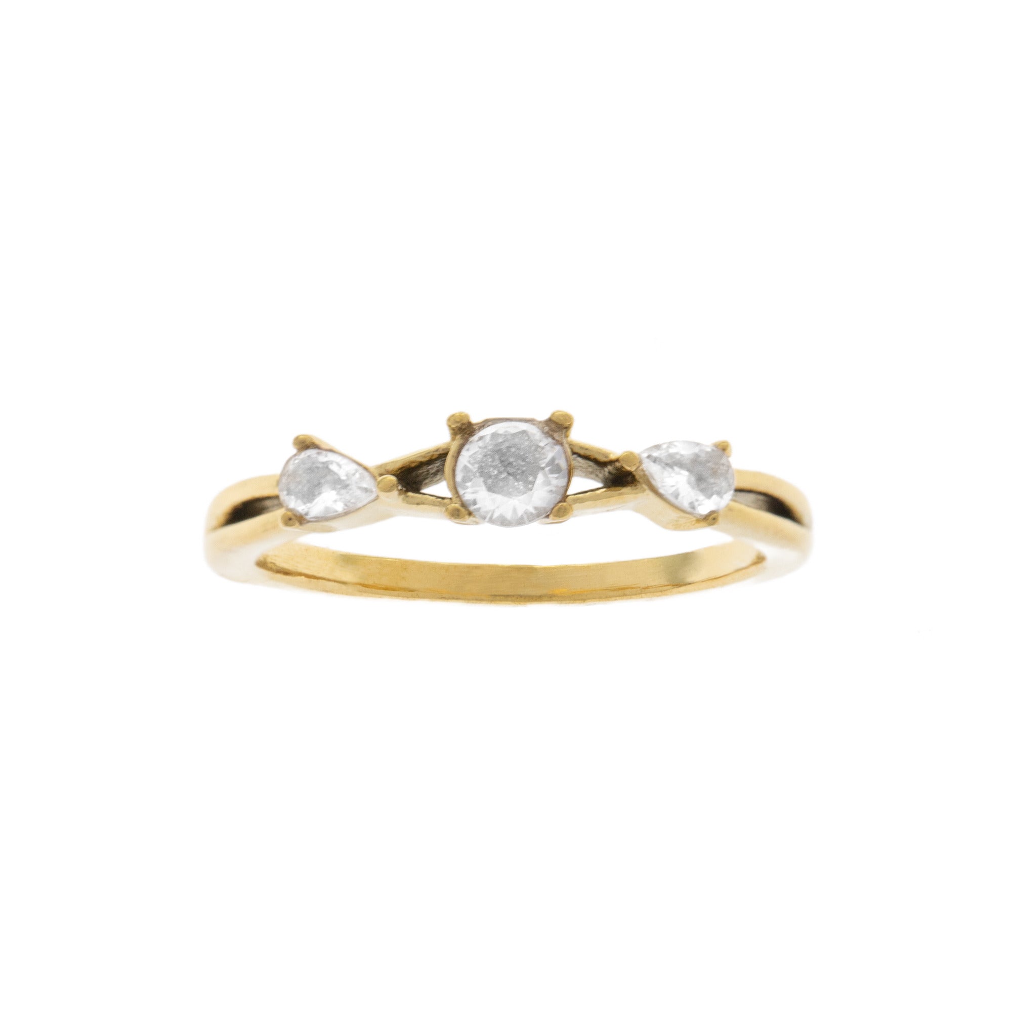 Anillo Solitario Cristal Gota 6MM DORADO / 9