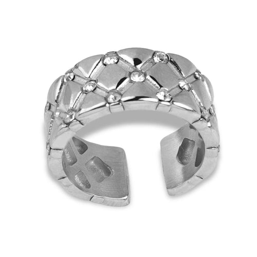 Anillo ajustable rombos y cristales 10mm