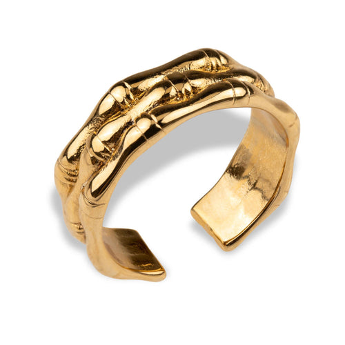 Anillo ajustable triple linea tipo bambu 7mm