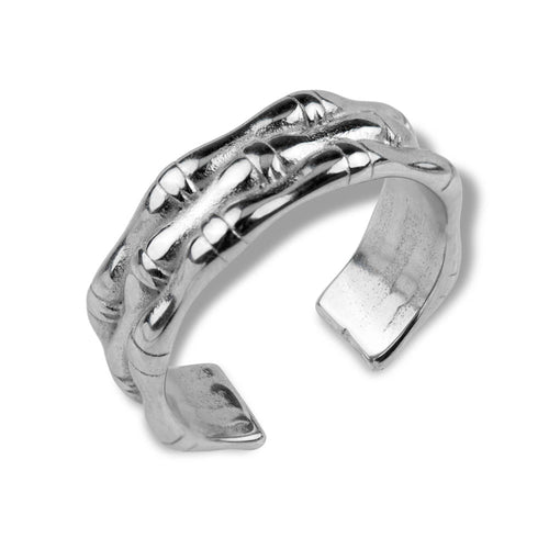 Anillo ajustable triple linea tipo bambu 7mm