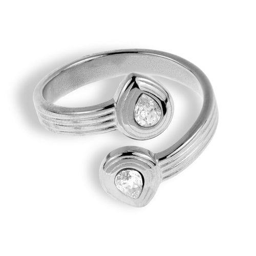 Anillo ajustable de doble gota con cristal 16mm