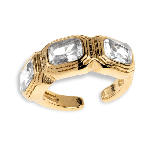 Anillo ajustable con cristales rectangulares 8mm