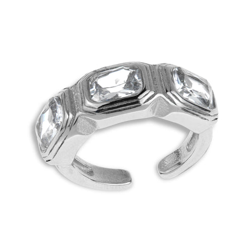 Anillo ajustable con cristales rectangulares 8mm