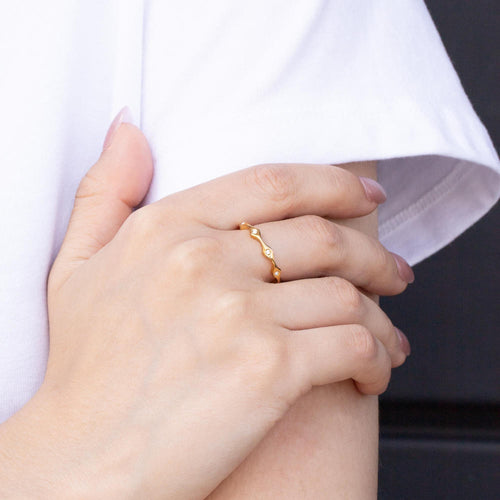 Anillo ajustable de rombos con cristal 3mm