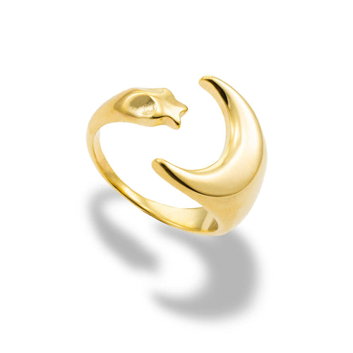 Anillo ajustable de luna y estrella 17mm