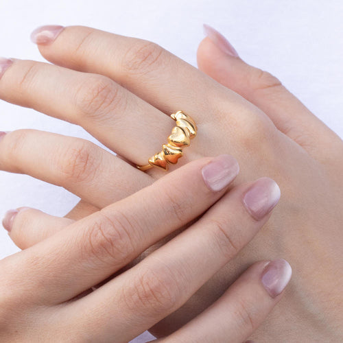 Anillo ajustable con corazones alternos 7mm