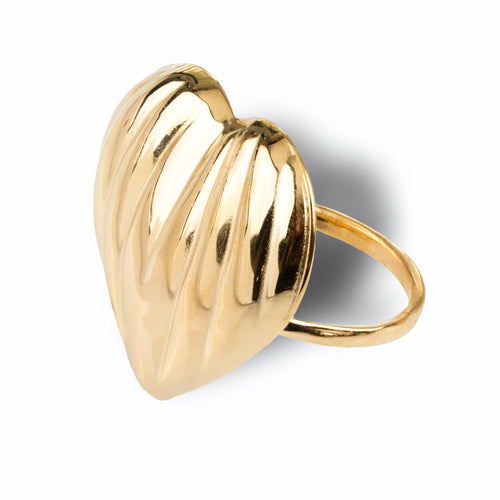Anillo ajustable corazon con textura lineal 24mm