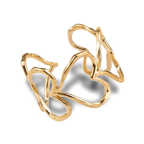 Anillo ajustable con siluetas de corazon 15mm