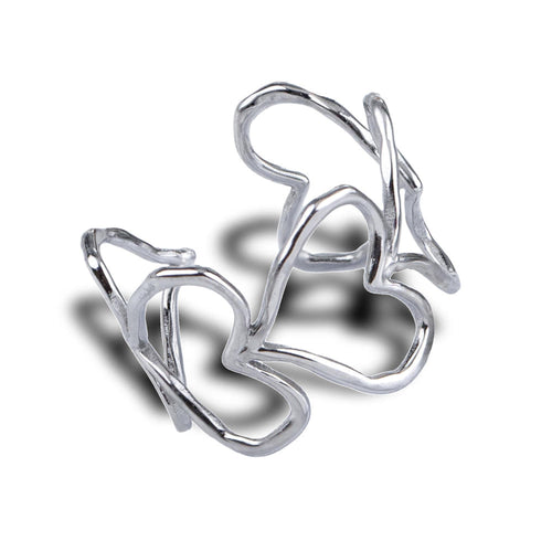 Anillo ajustable con siluetas de corazon 15mm