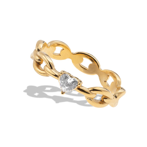 Anillo de eslabones con cristal de corazon 5mm