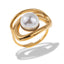Anillo irregular con perla 20mm/ajustable