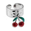 Anillo ajustable ancho con colgante de cerezas esmaltadas 10mm