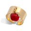 Anillo ajustable liso con dije de manzana esmaltada 10mm