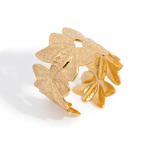 Anillo ajustable de hojas texturizadas 18mm