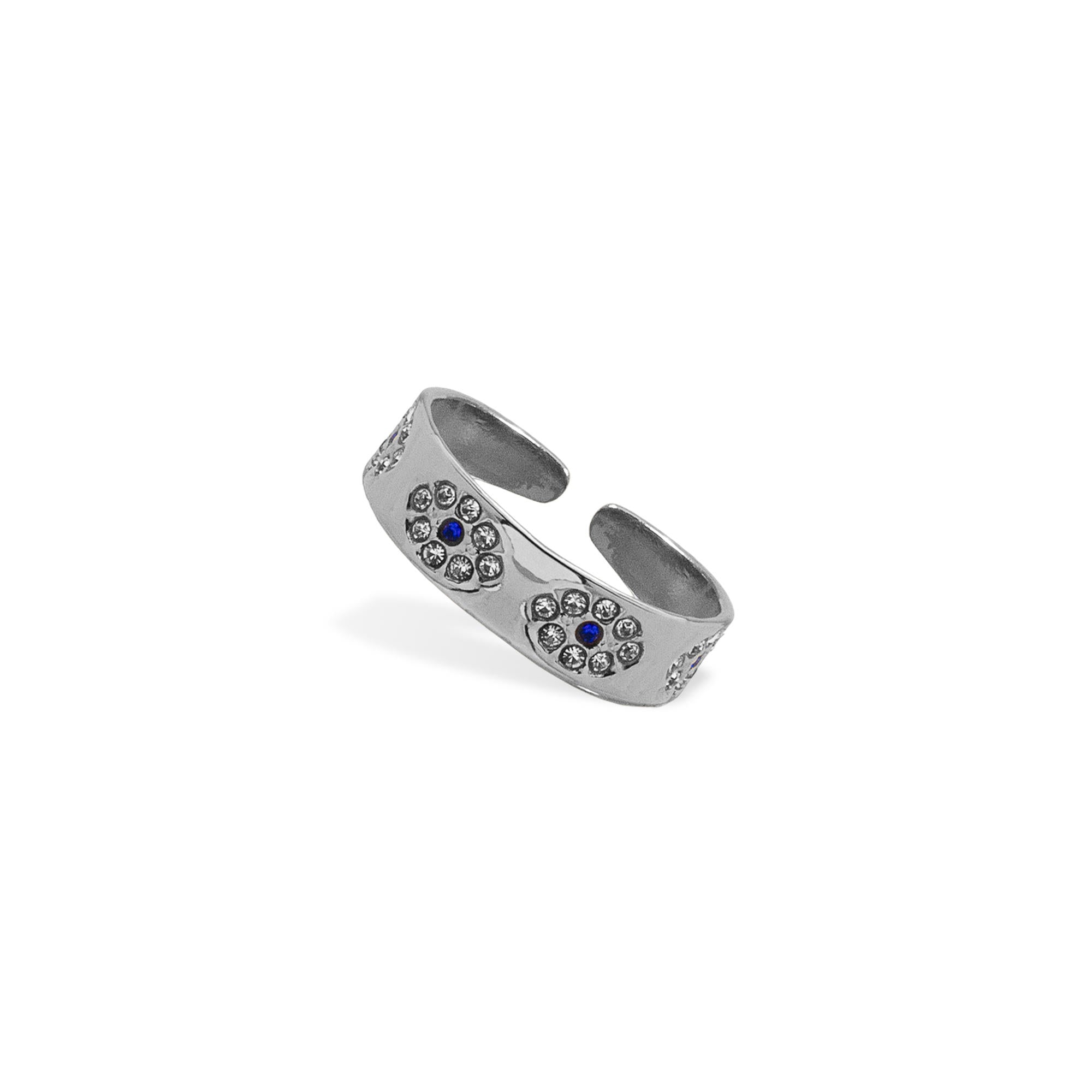 Anillo ajustable ojitos con cristales 5mm