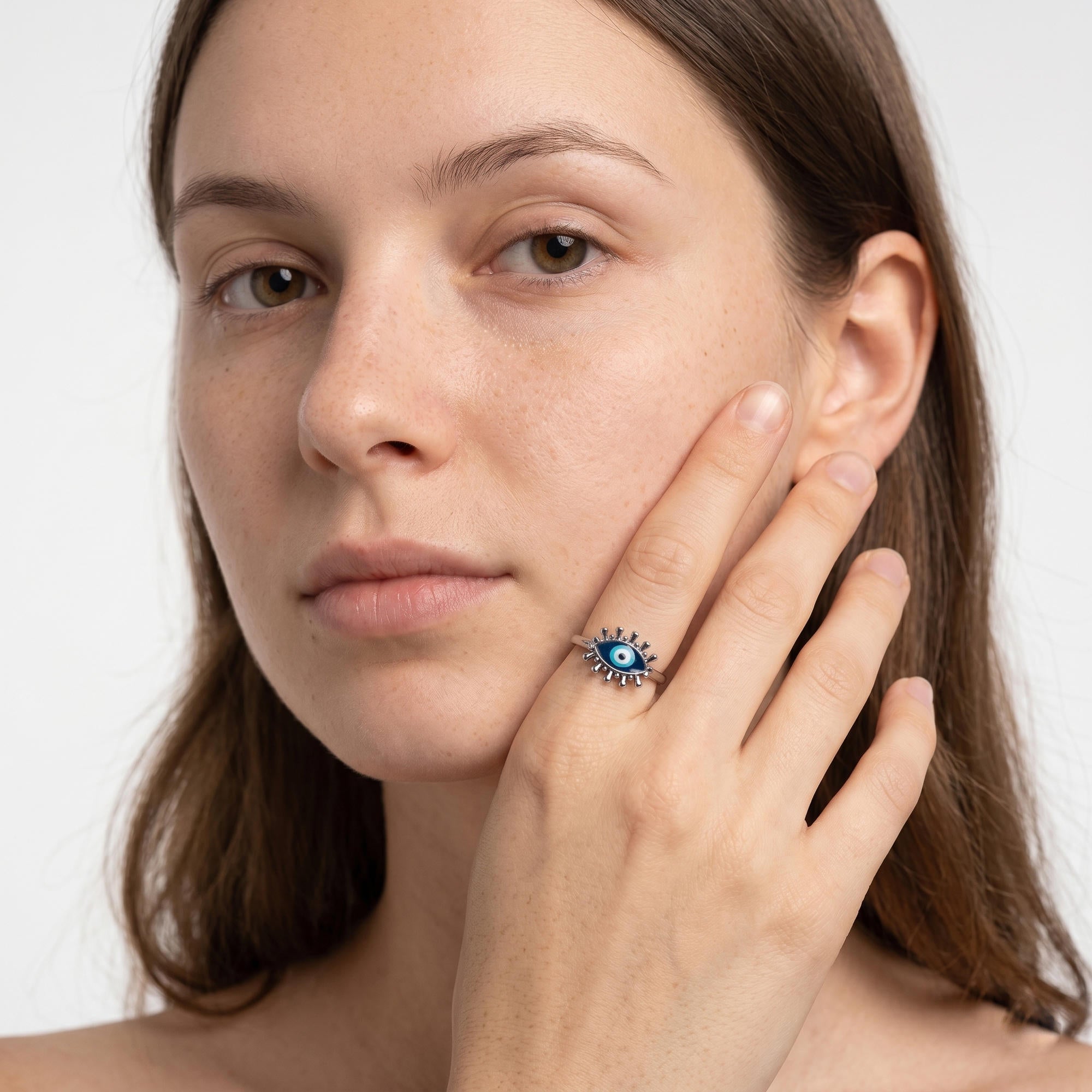 Anillo ajustable ojo con pestañas 10mm
