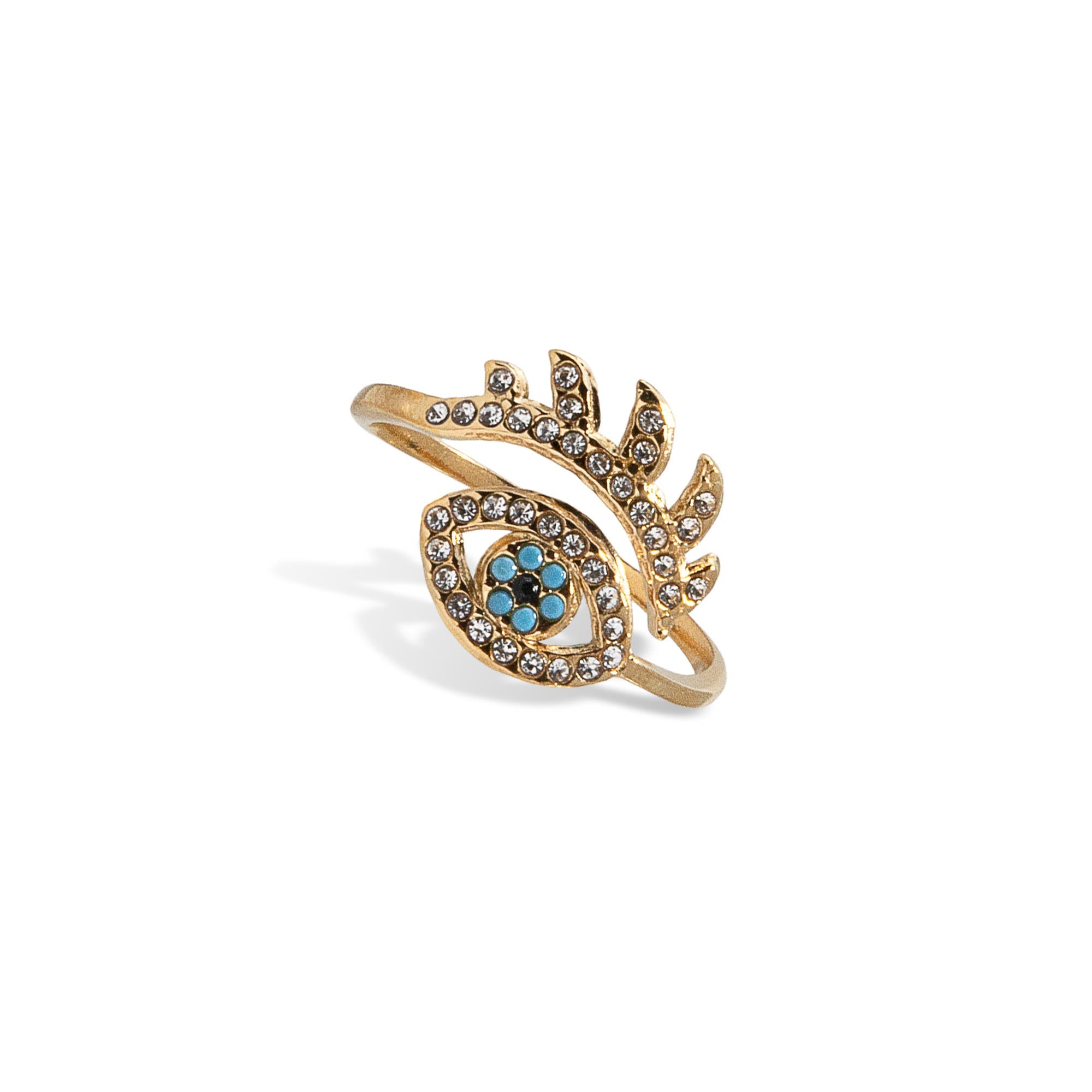Anillo ojo con pestañas con cristales 14mm