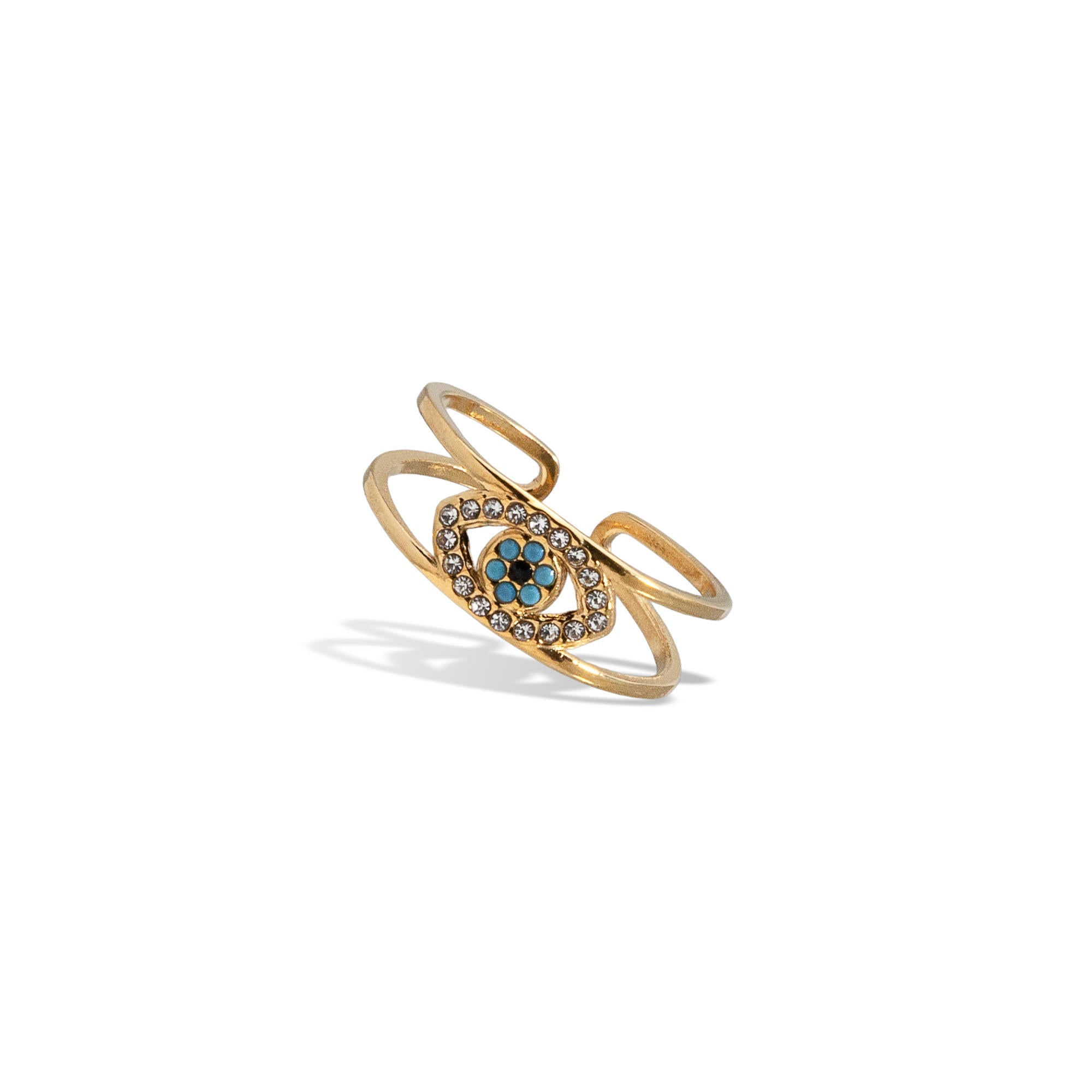 Anillo ajustable ojo con cristales 8mm