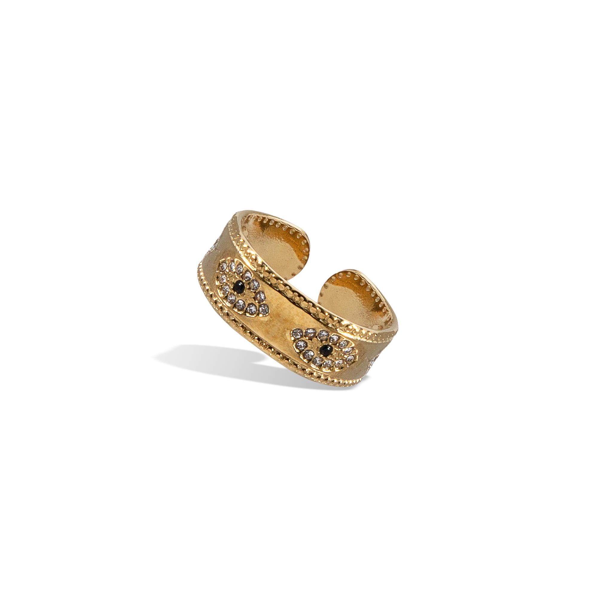 Anillo ajustable ojitos con cristales incrustados 12mm