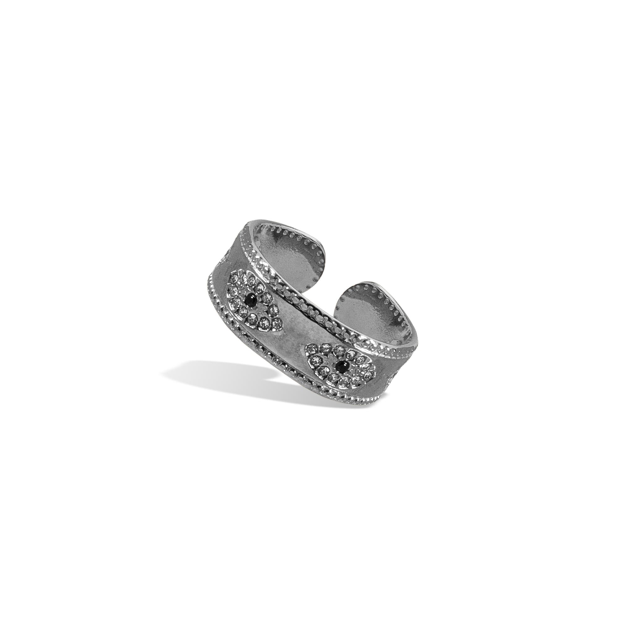 Anillo ajustable ojitos con cristales incrustados 12mm