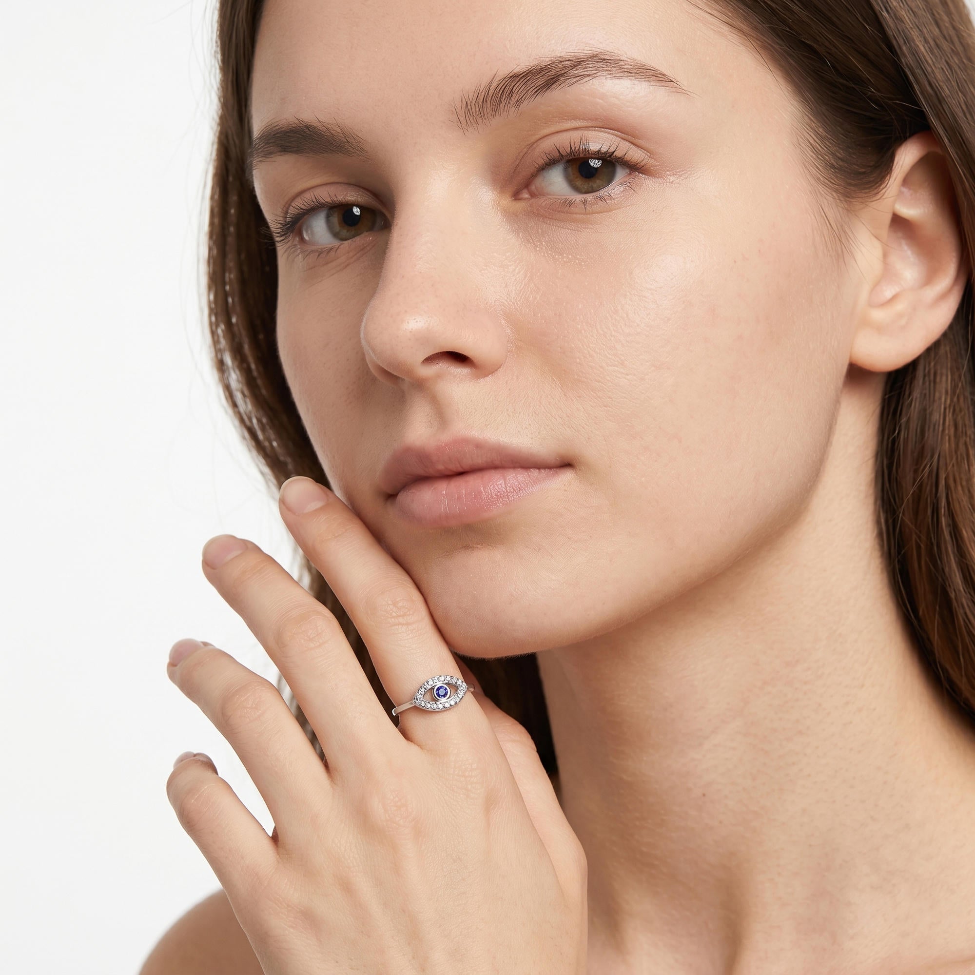 Anillo ajustable ojo con cristales 8mm
