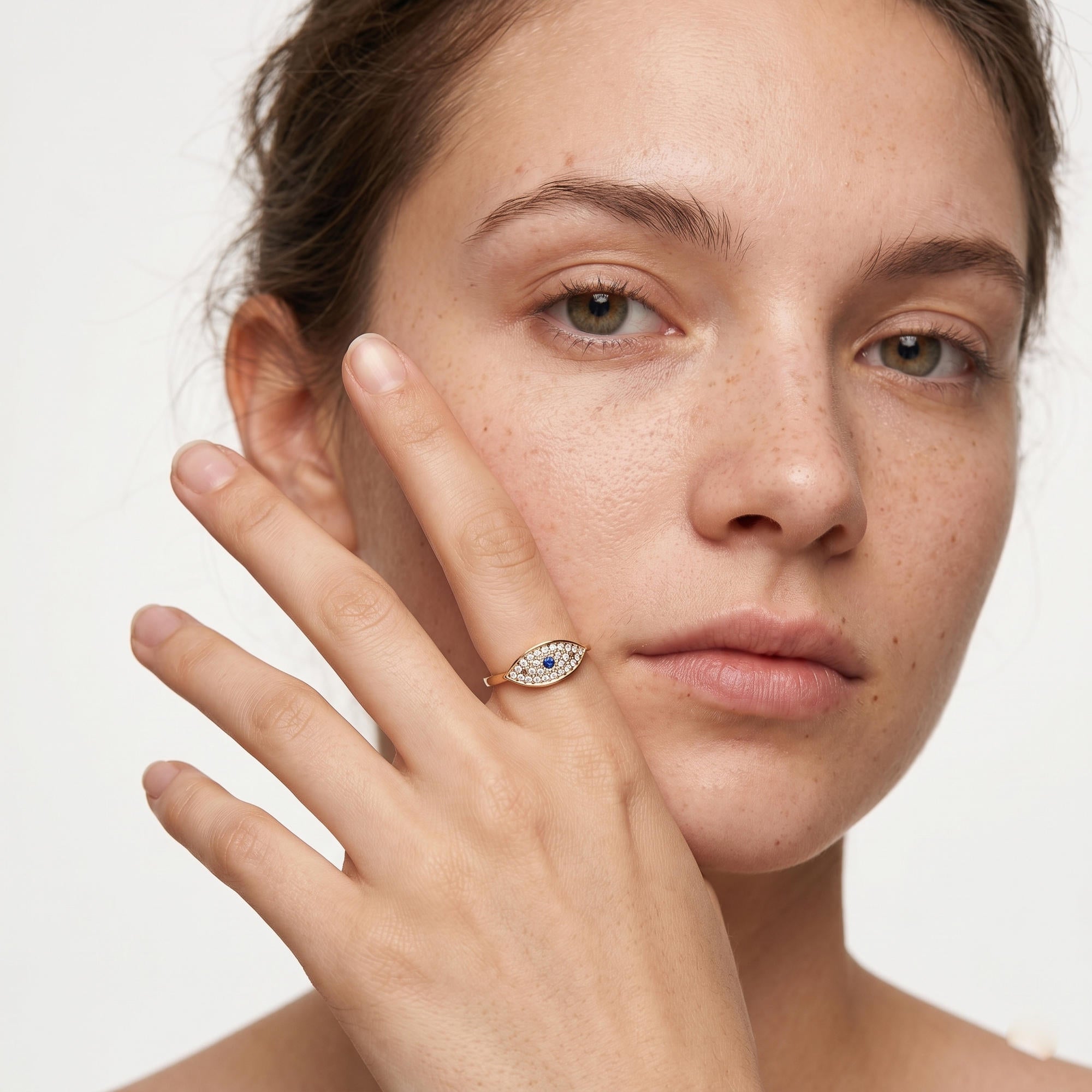 Anillo ajustable ojo con cristales 12mm