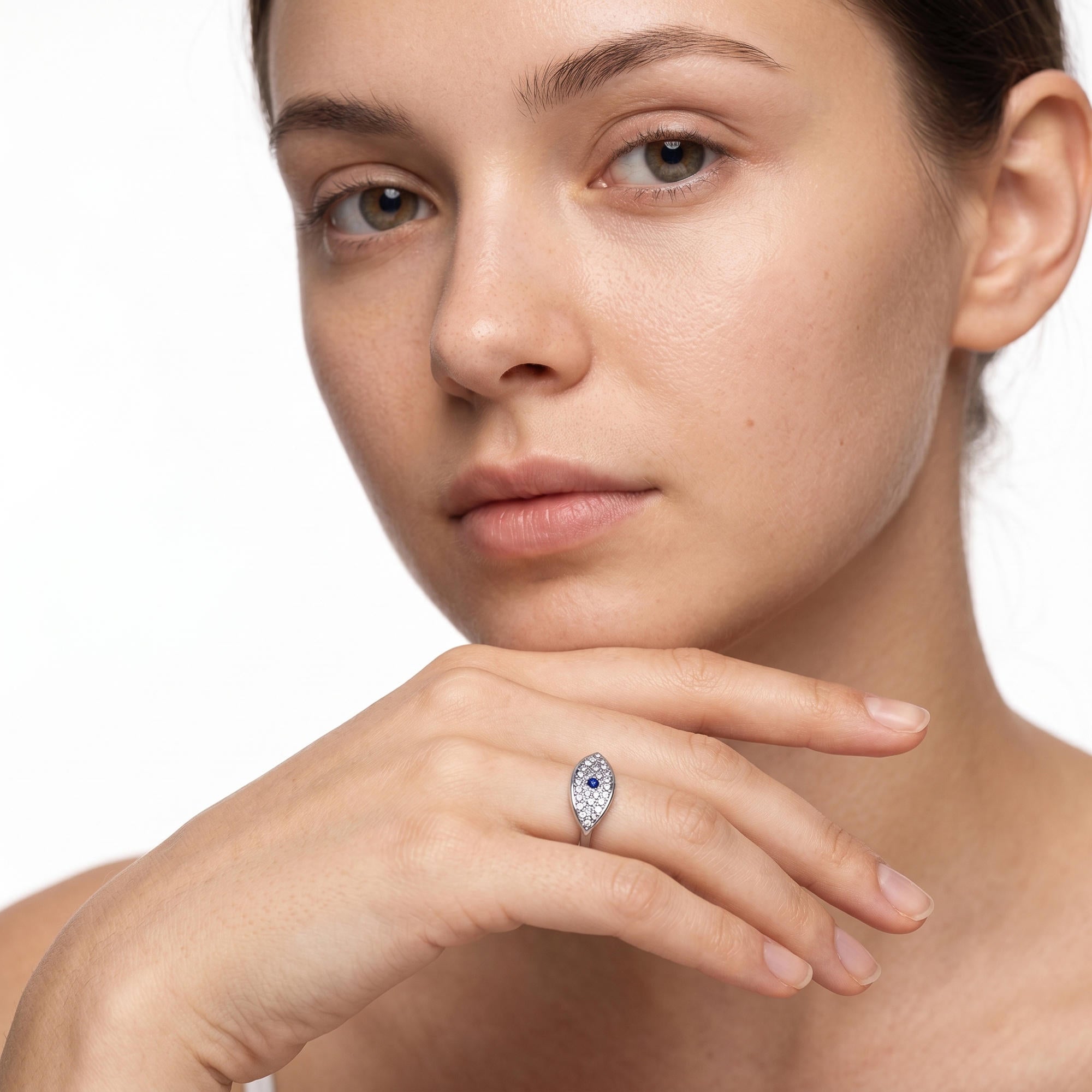 Anillo ajustable ojo con cristales 12mm