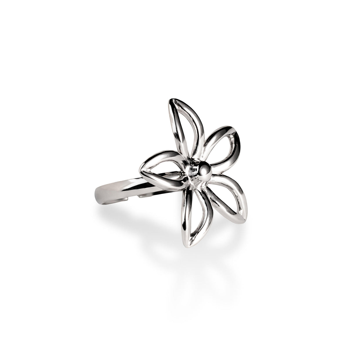 Anillo ajustable silueta de flor lisa 25mm