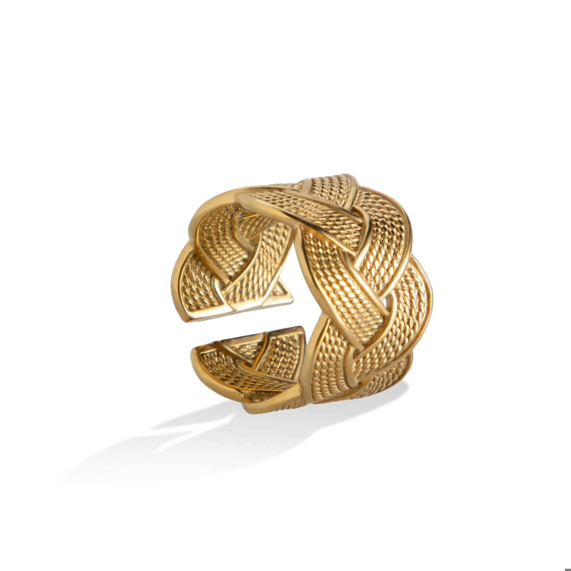 Anillo ajustable trenzado texturizado 15mm