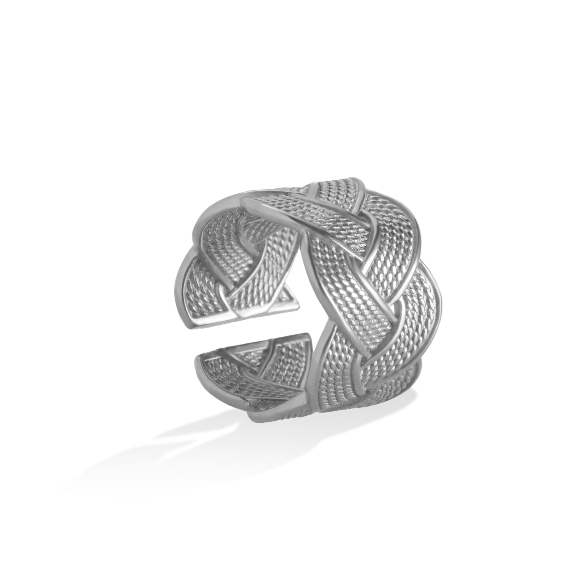 Anillo ajustable trenzado texturizado 15mm