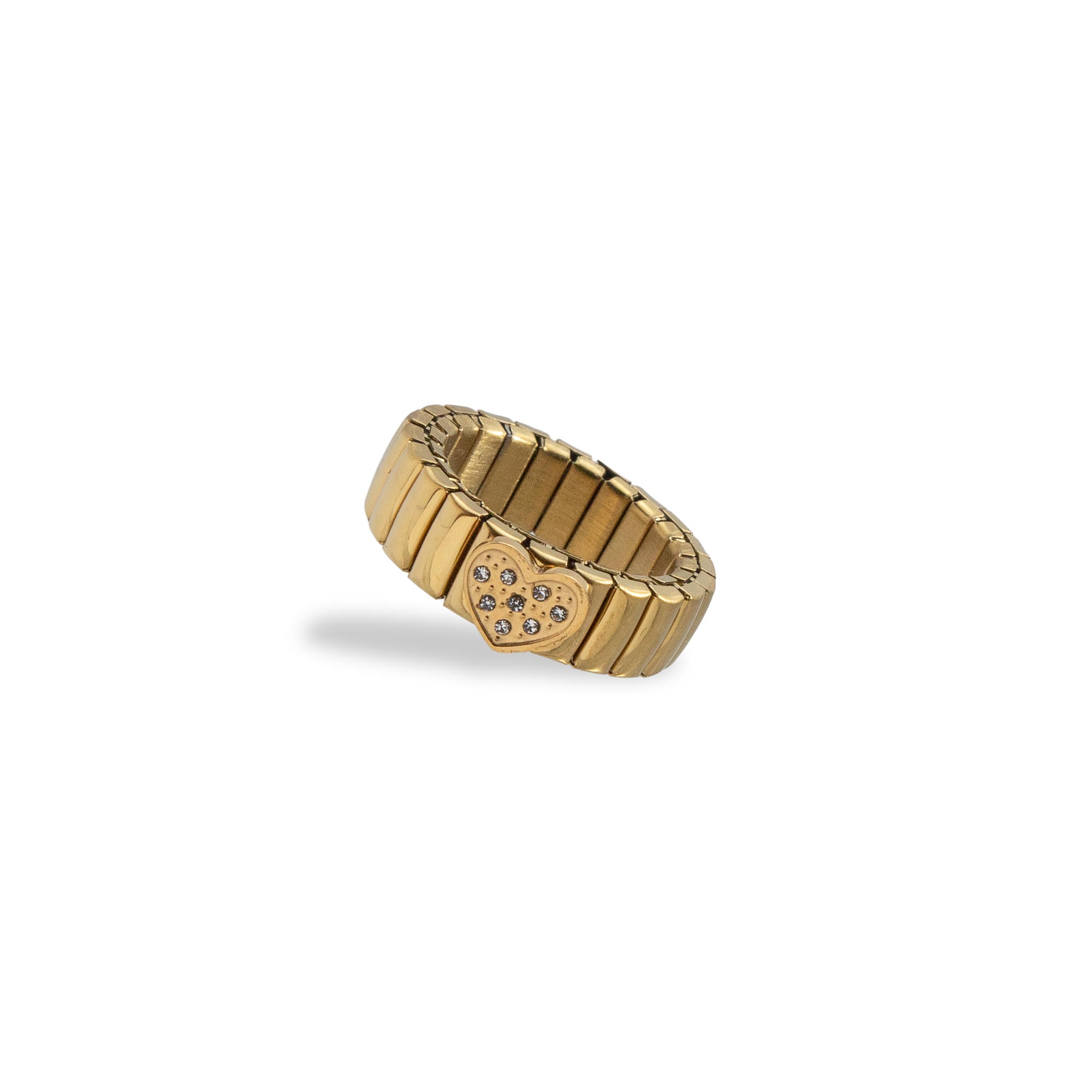 Anillo de expansion con eslabones 1x1 corazon con microcirconias 7mm