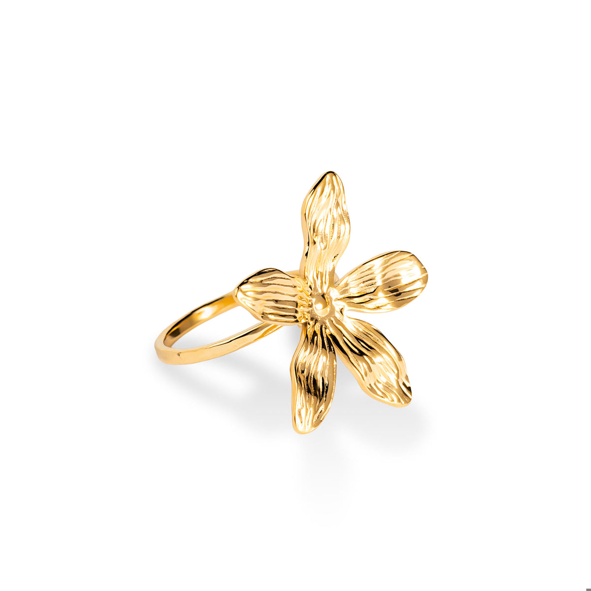 Anillo ajustable de flor texturizada 26mm