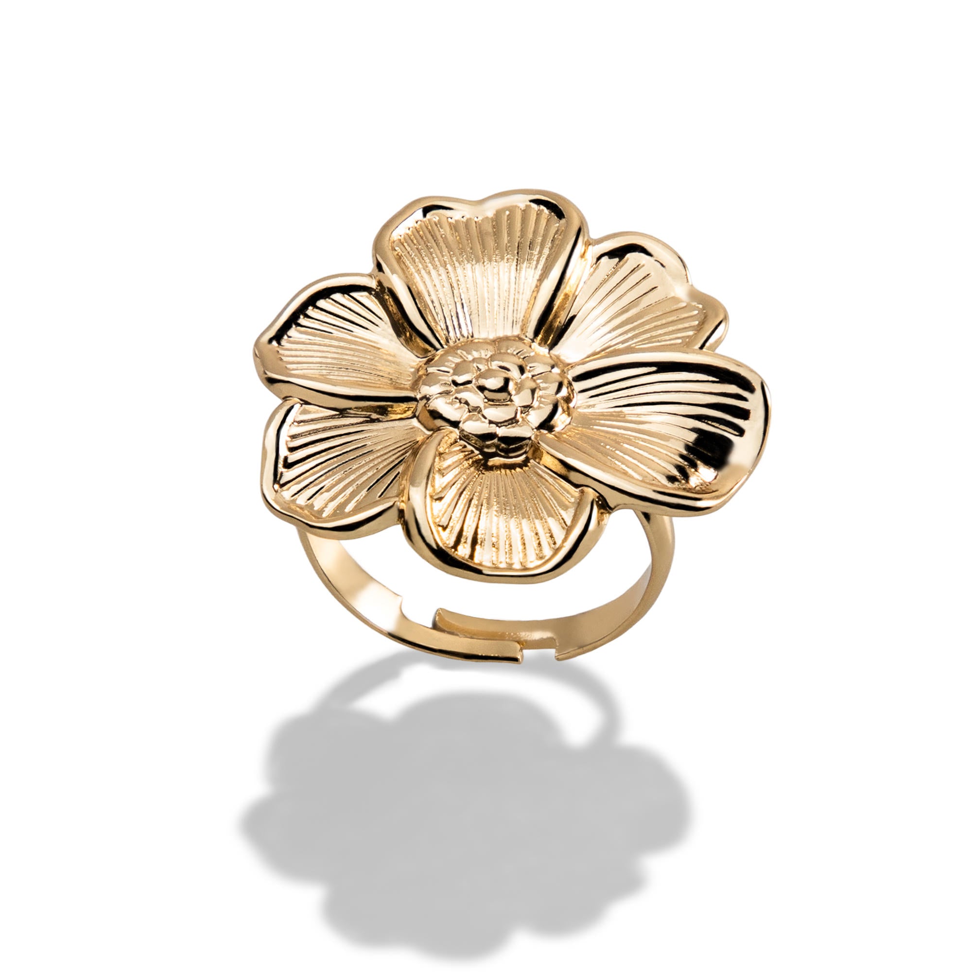 Anillo ajustable flor texturizada 28mm