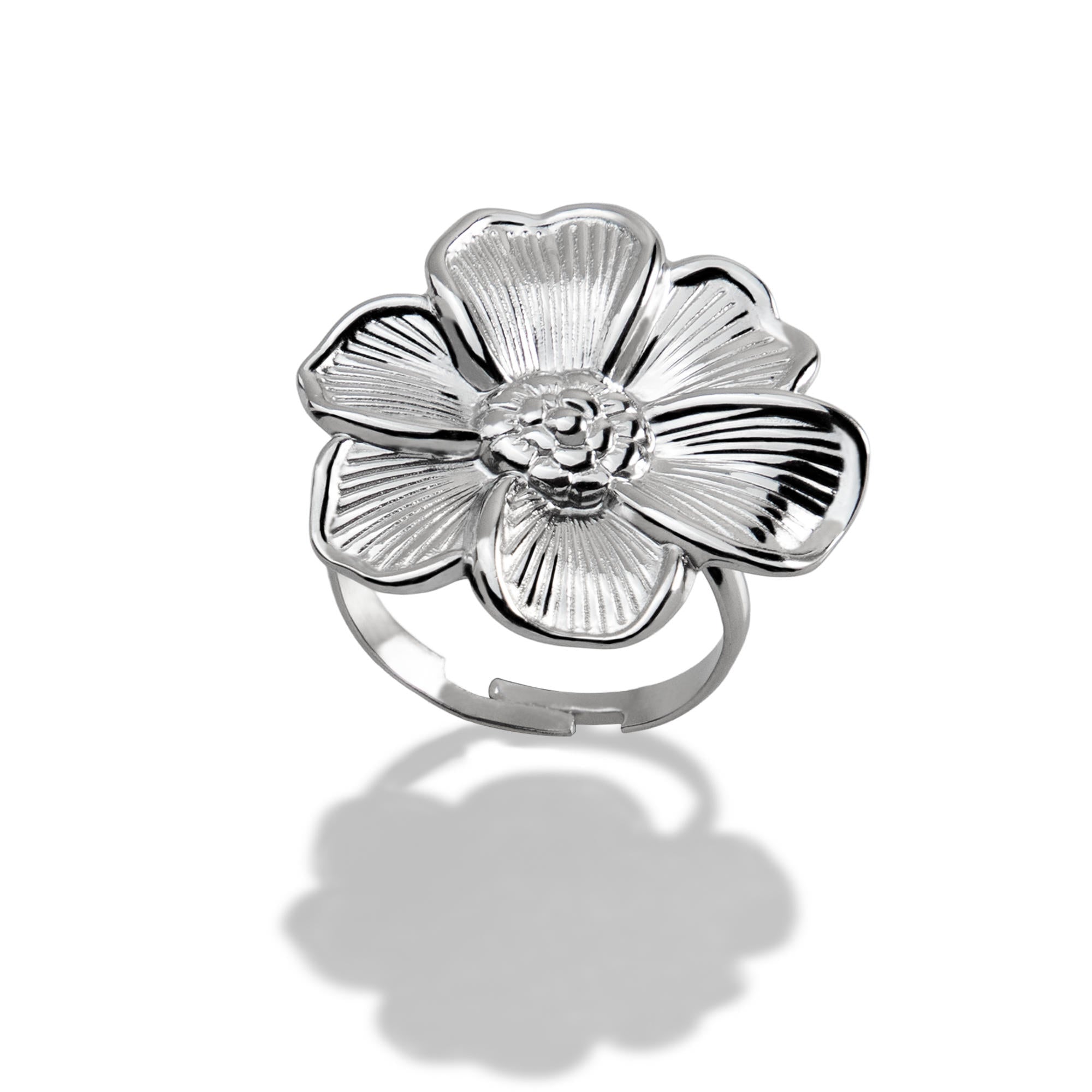 Anillo ajustable flor texturizada 28mm