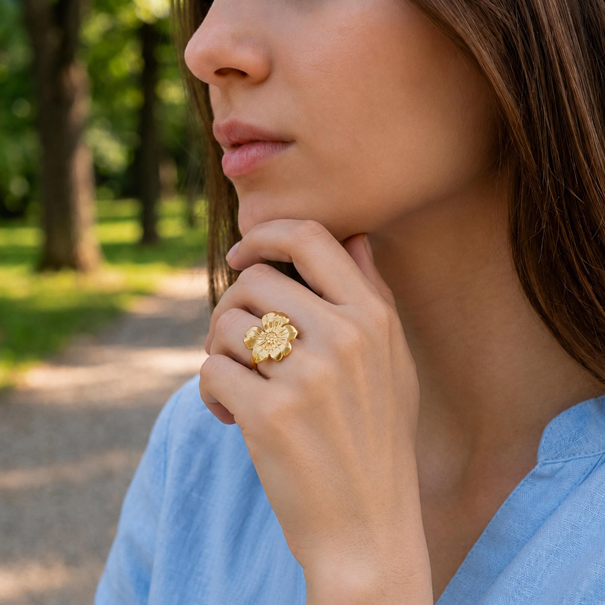 Anillo ajustable flor lisa 30mm