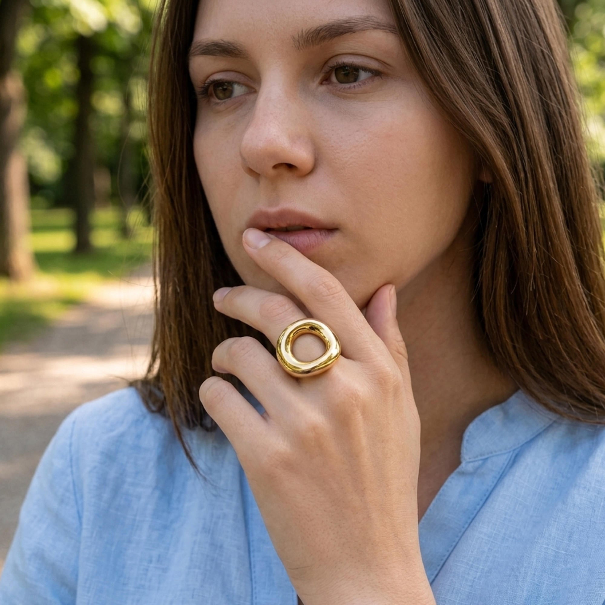 Anillo ajustable chunky circulo liso 30mm