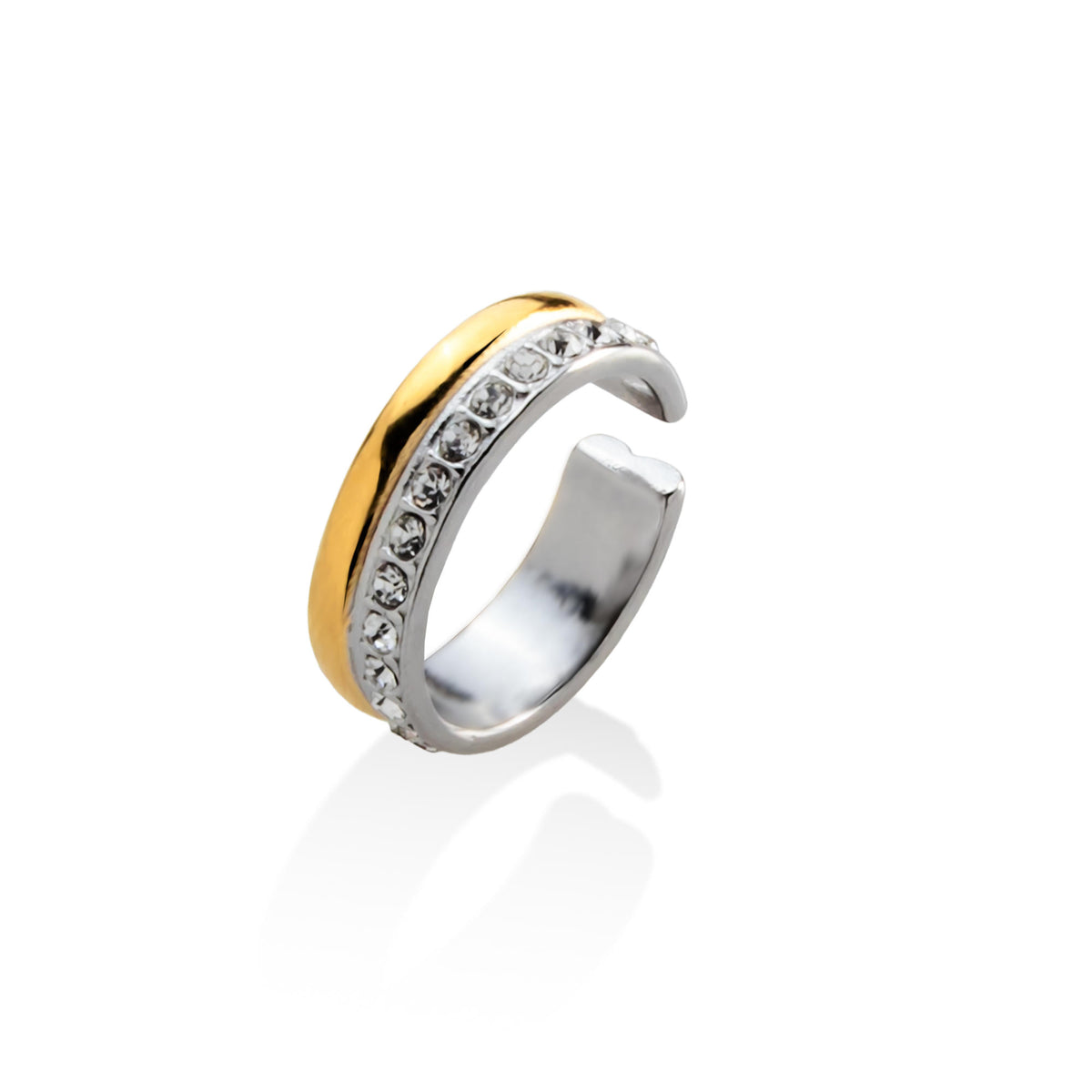 Argolla ajustable doble linea biselada de cristal y lisa 6mm