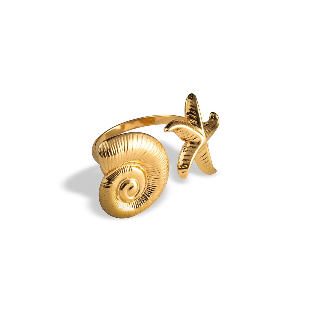 Anillo ajustable de caracol y estrella de mar 17mm