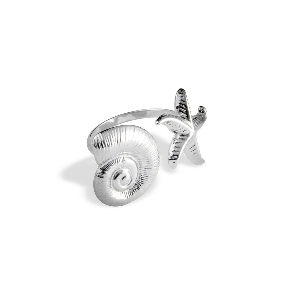 Anillo ajustable de caracol y estrella de mar 17mm