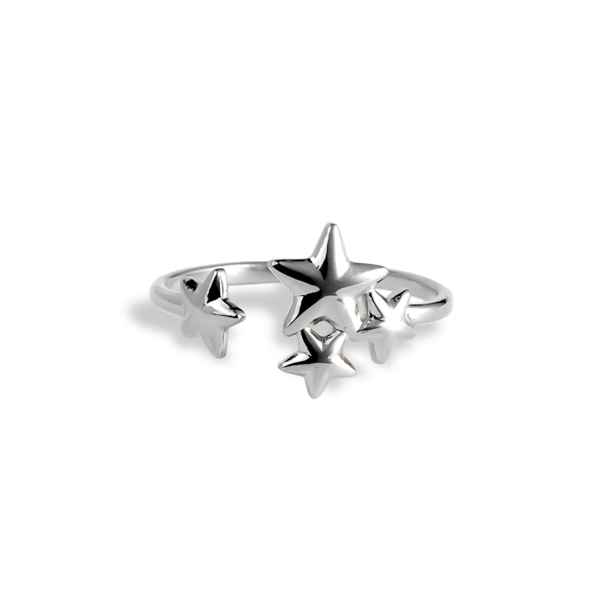 Anillo ajustable de estrellas lisas 12mm