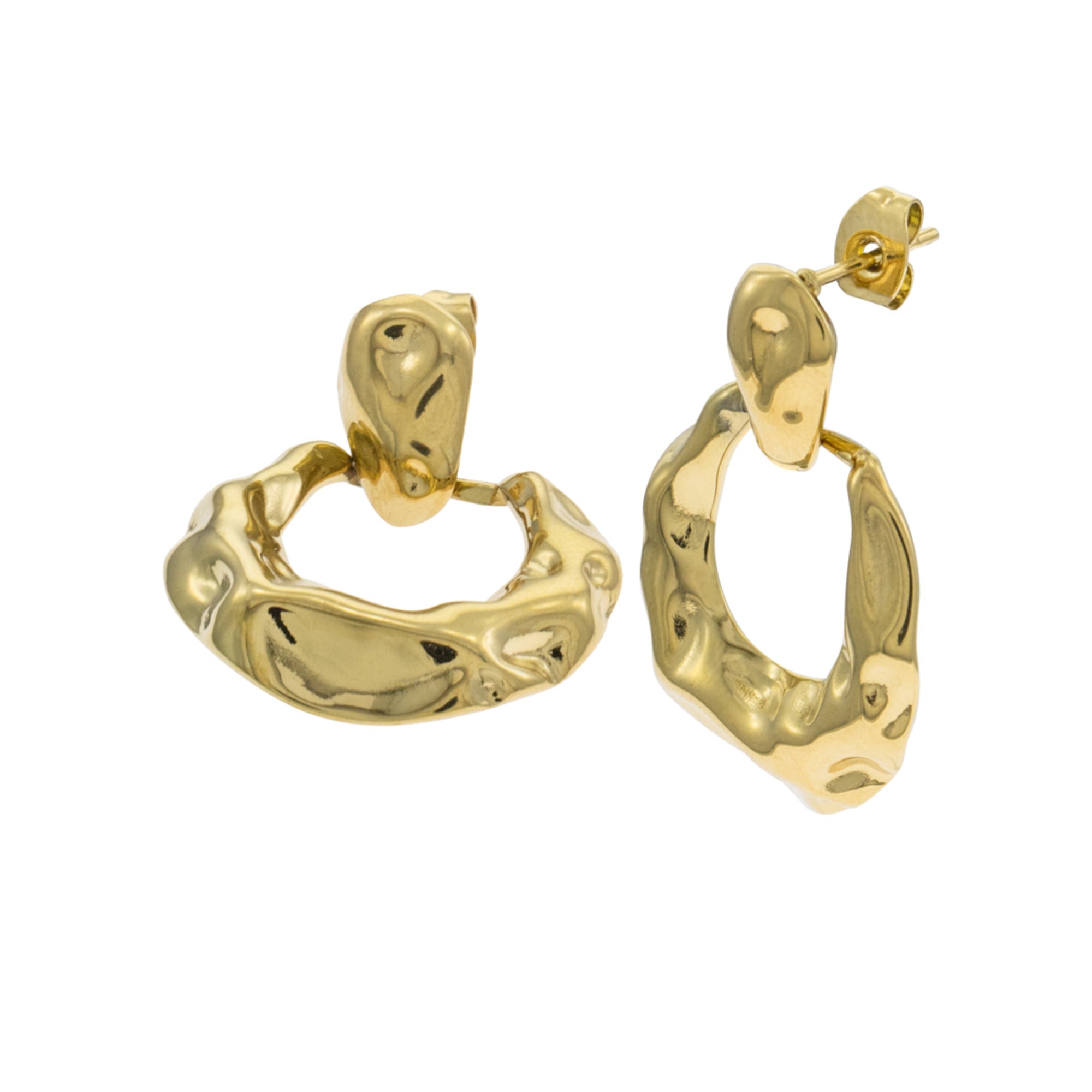 Arete Irregular Martillado 29MM DORADO
