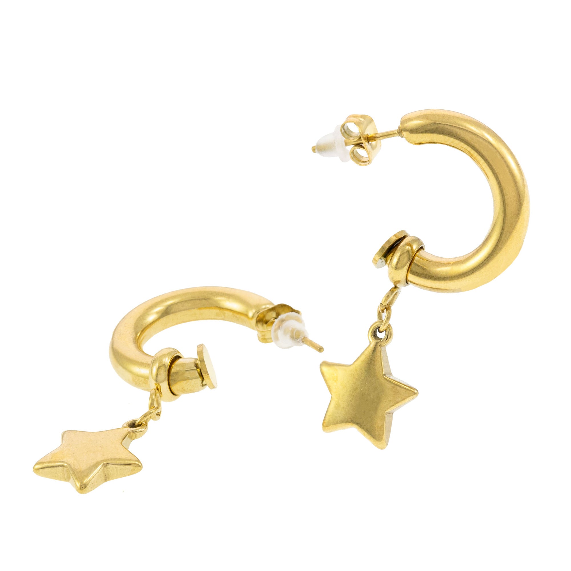 Arracada Tubular con Charm Estrella 20MM DORADO