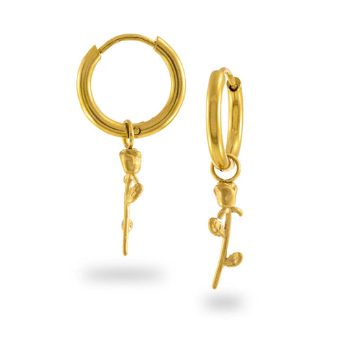 Huggies con dije de rosa colgante 29mm